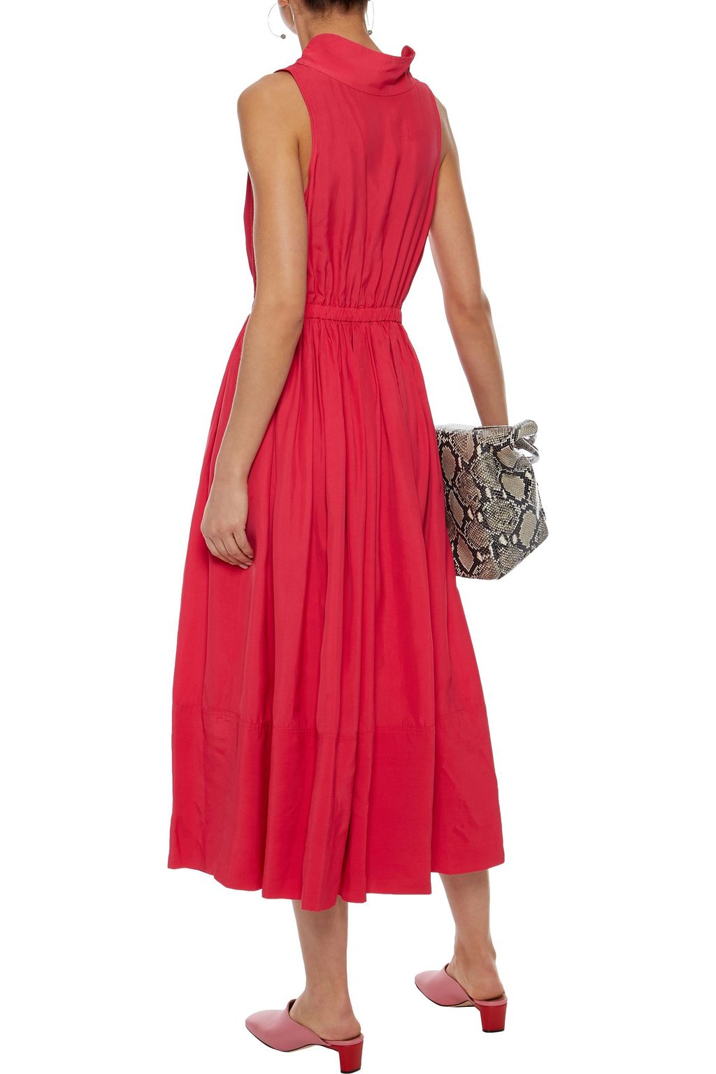 CO Flared gathered shell midi dress