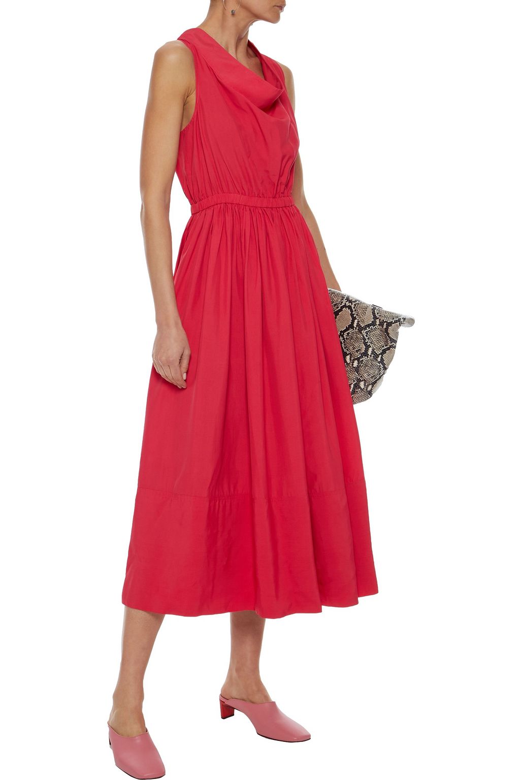 CO Flared gathered shell midi dress