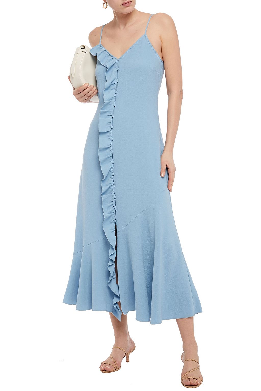 HOFMANN COPENHAGEN Rosine ruffle-trimmed fluted crepe midi dress