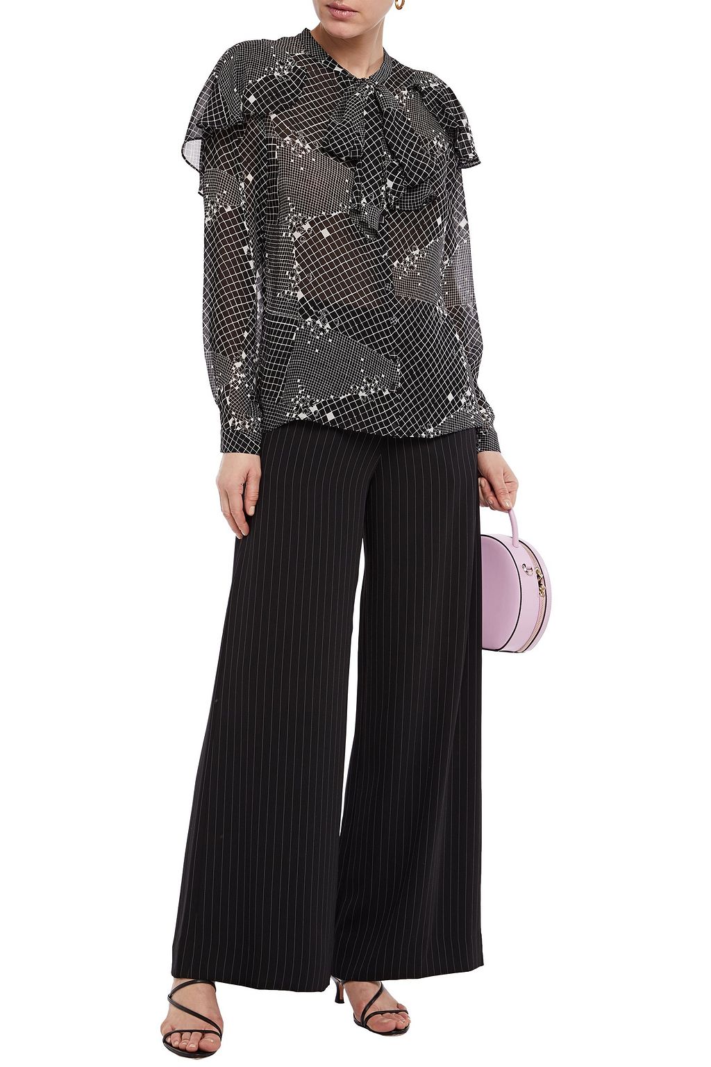 HOFMANN COPENHAGEN Pussy-bow layered printed georgette blouse