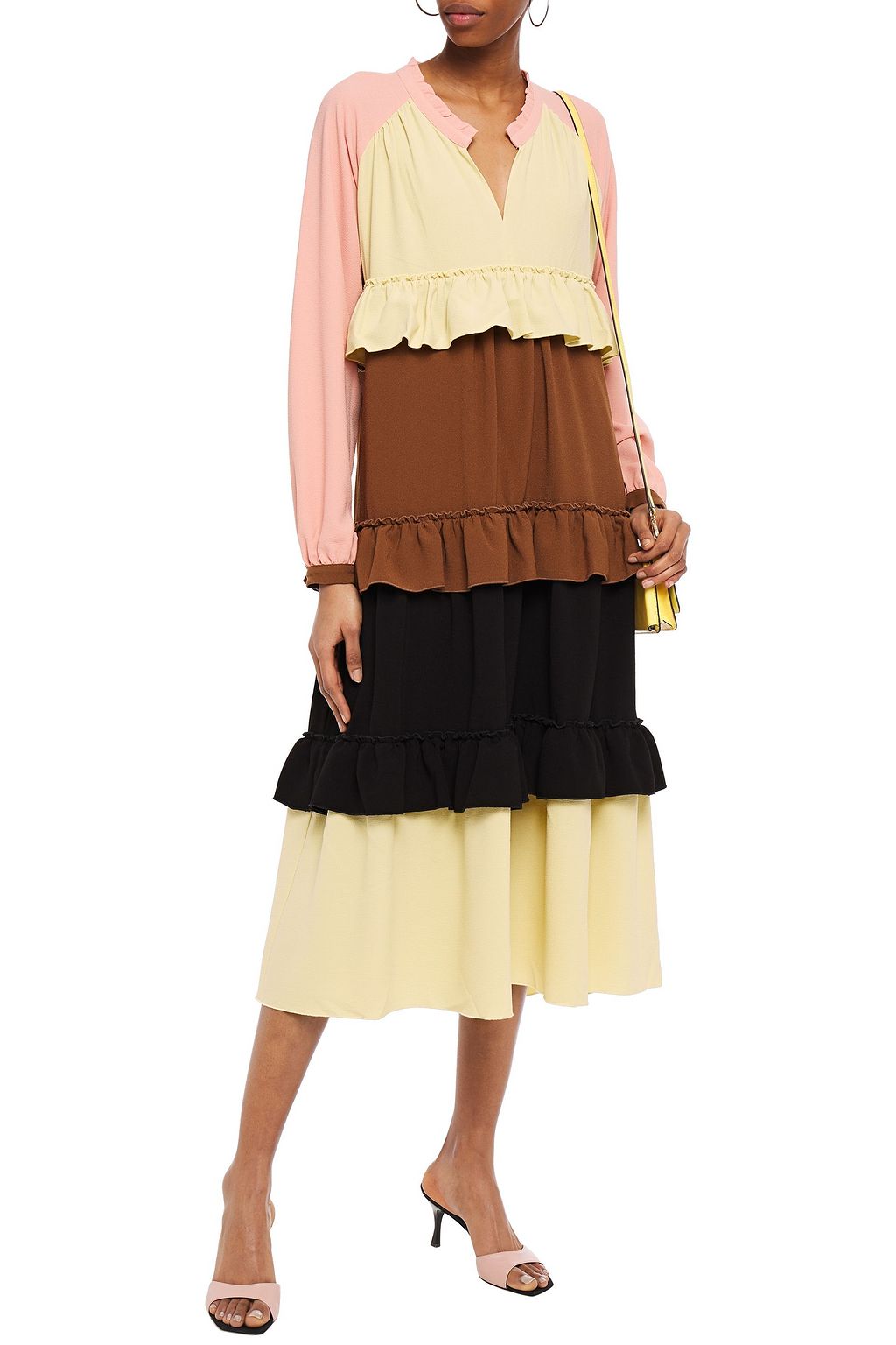 HOFMANN COPENHAGEN Jeanne tiered color-block crepe midi dress