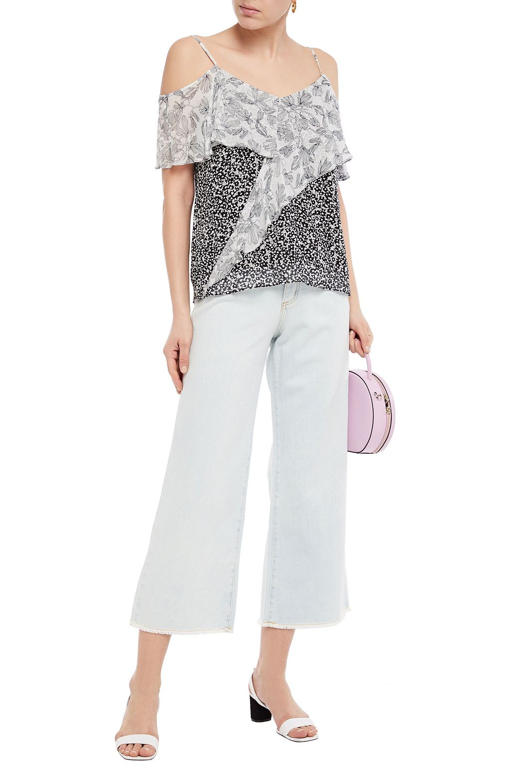 HOFMANN COPENHAGEN Janine cold-shoulder printed chiffon top