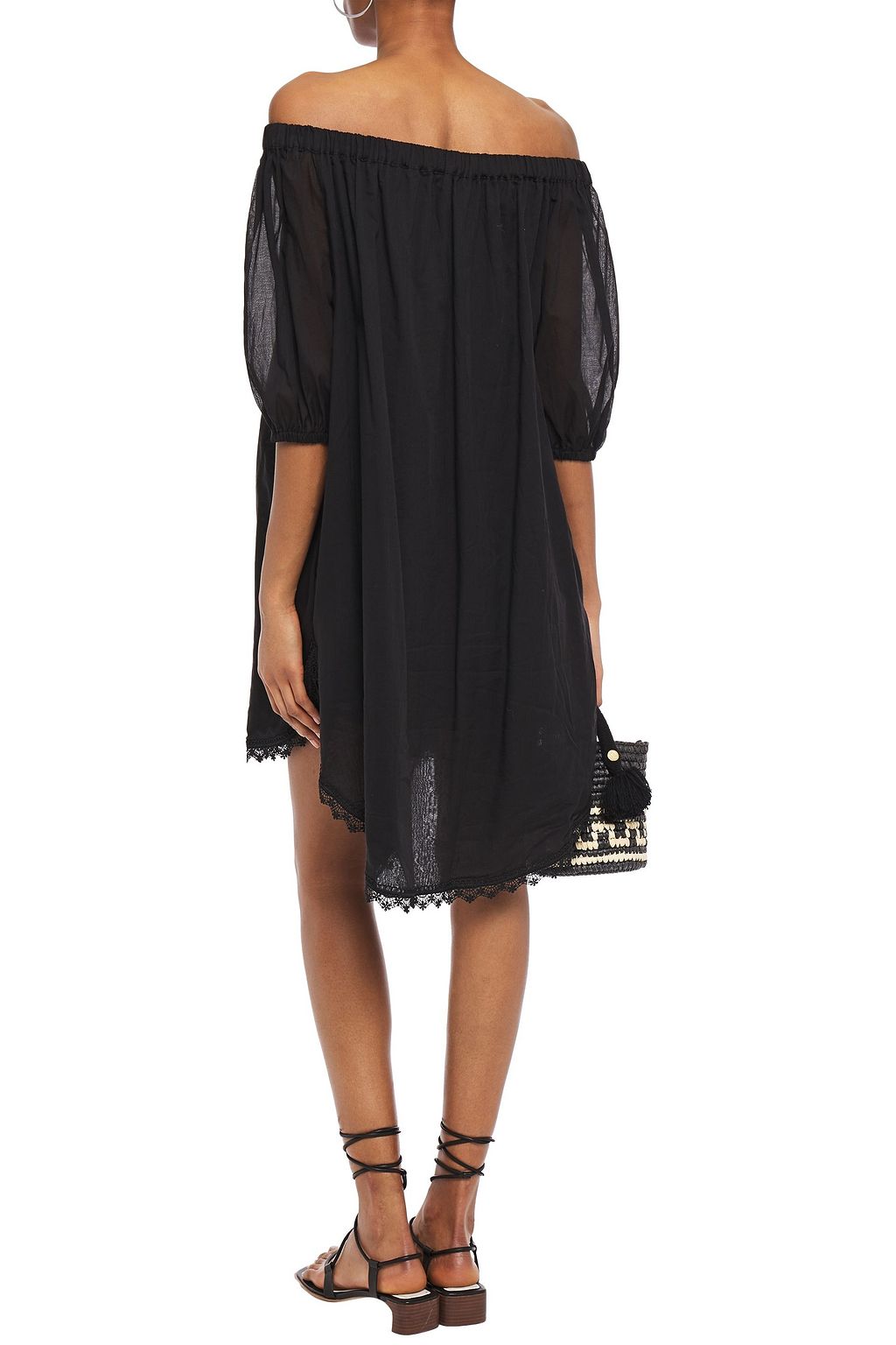CHARO RUIZ IBIZA Crocheted lace-trimmed cotton-blend voile mini dress