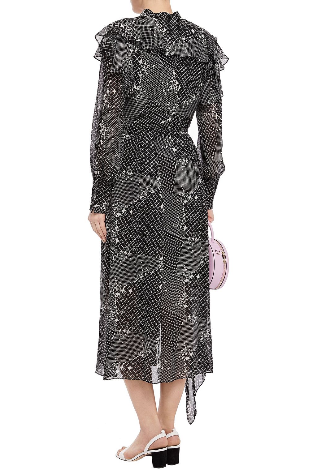 HOFMANN COPENHAGEN Asymmetric patchwork-effect printed georgette midi dress