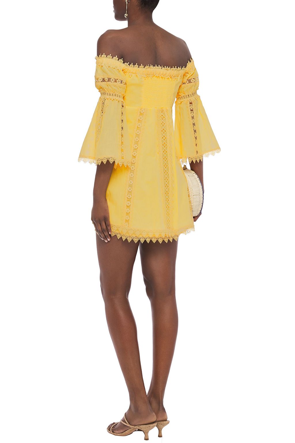 CHARO RUIZ IBIZA Campana off-the-shoulder crocheted lace-trimmed cotton-blend voile mini dress