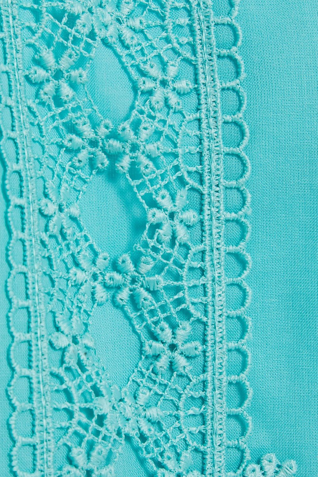 CHARO RUIZ IBIZA Crocheted lace-trimmed cotton-blend gauze mini dress