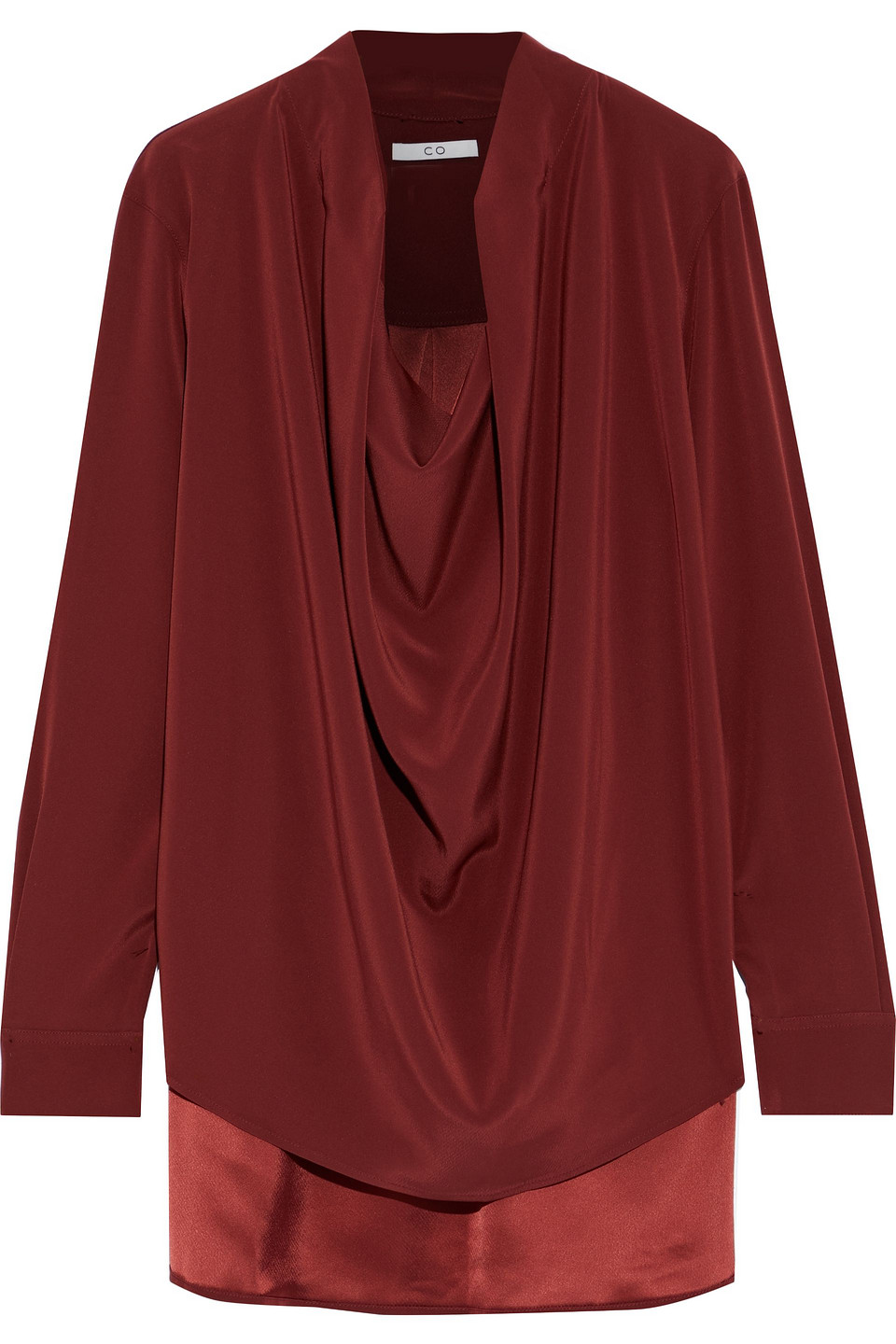 Co Draped Crepe Blouse In Brown