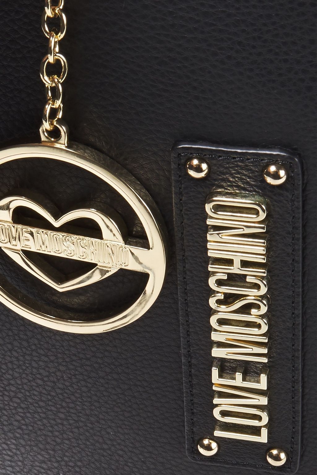LOVE MOSCHINO Embellished pebbled-leather tote