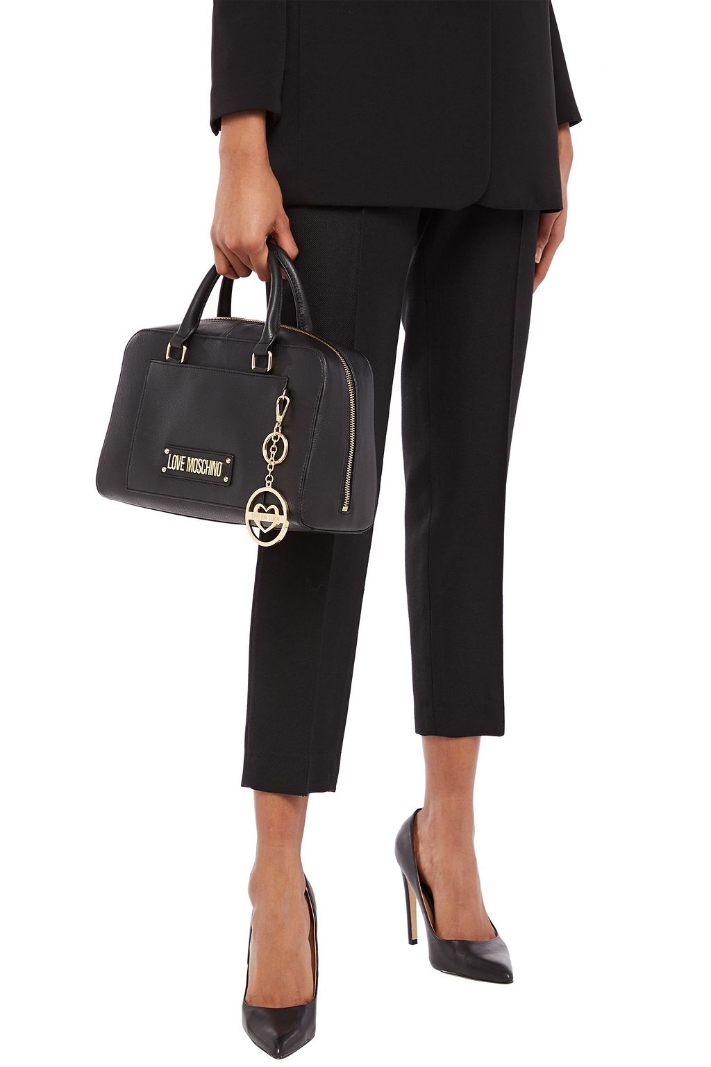 LOVE MOSCHINO Embellished pebbled-leather tote