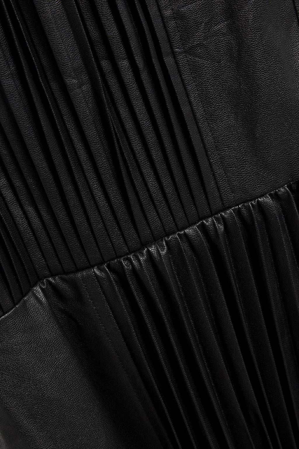 TIBI Pleated faux leather midi dress