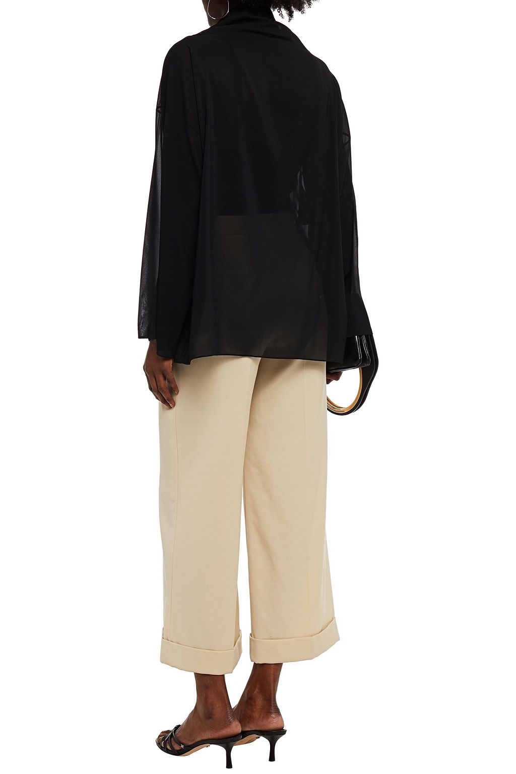 ROSETTA GETTY Silk-blend voile turtleneck top
