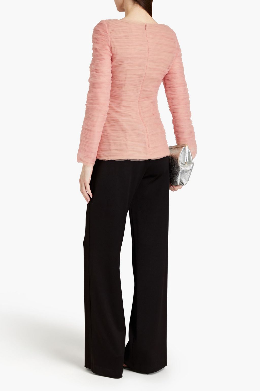 KHAITE Vienna crystal-embellished ruched tulle top