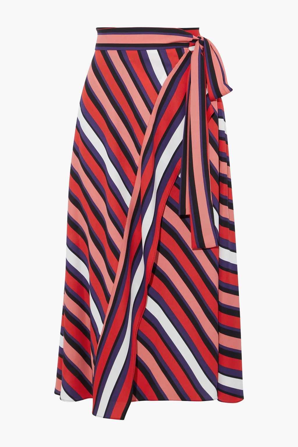 DIANE VON FURSTENBERG Tilda striped crepe midi wrap skirt | THE OUTNET