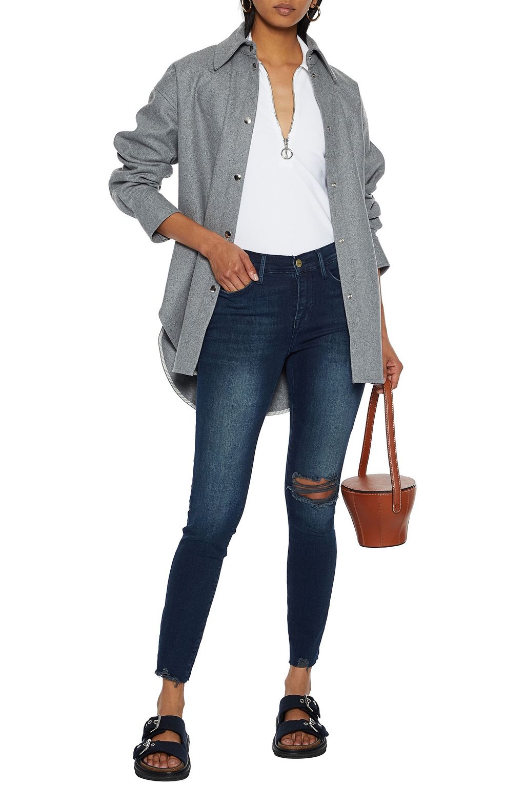 FRAME Le Skinny De Jeanne distressed mid-rise skinny jeans