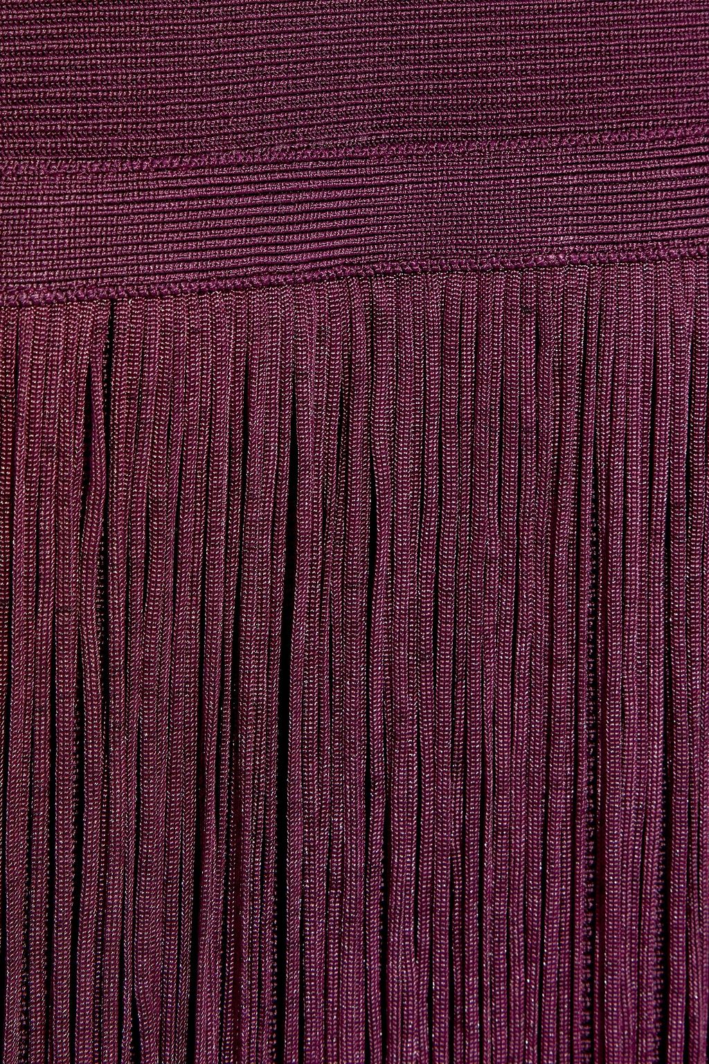 HERVÉ LÉGER Fringed bandage halterneck midi dress