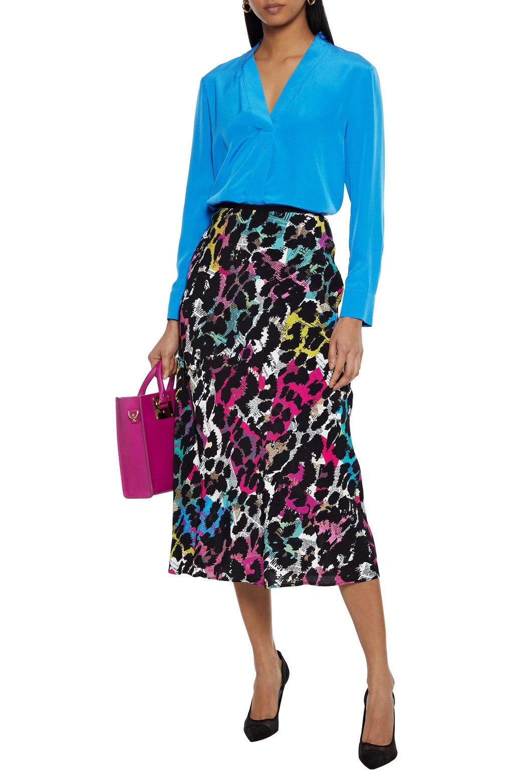 DIANE VON FURSTENBERG Mae printed crepe midi skirt