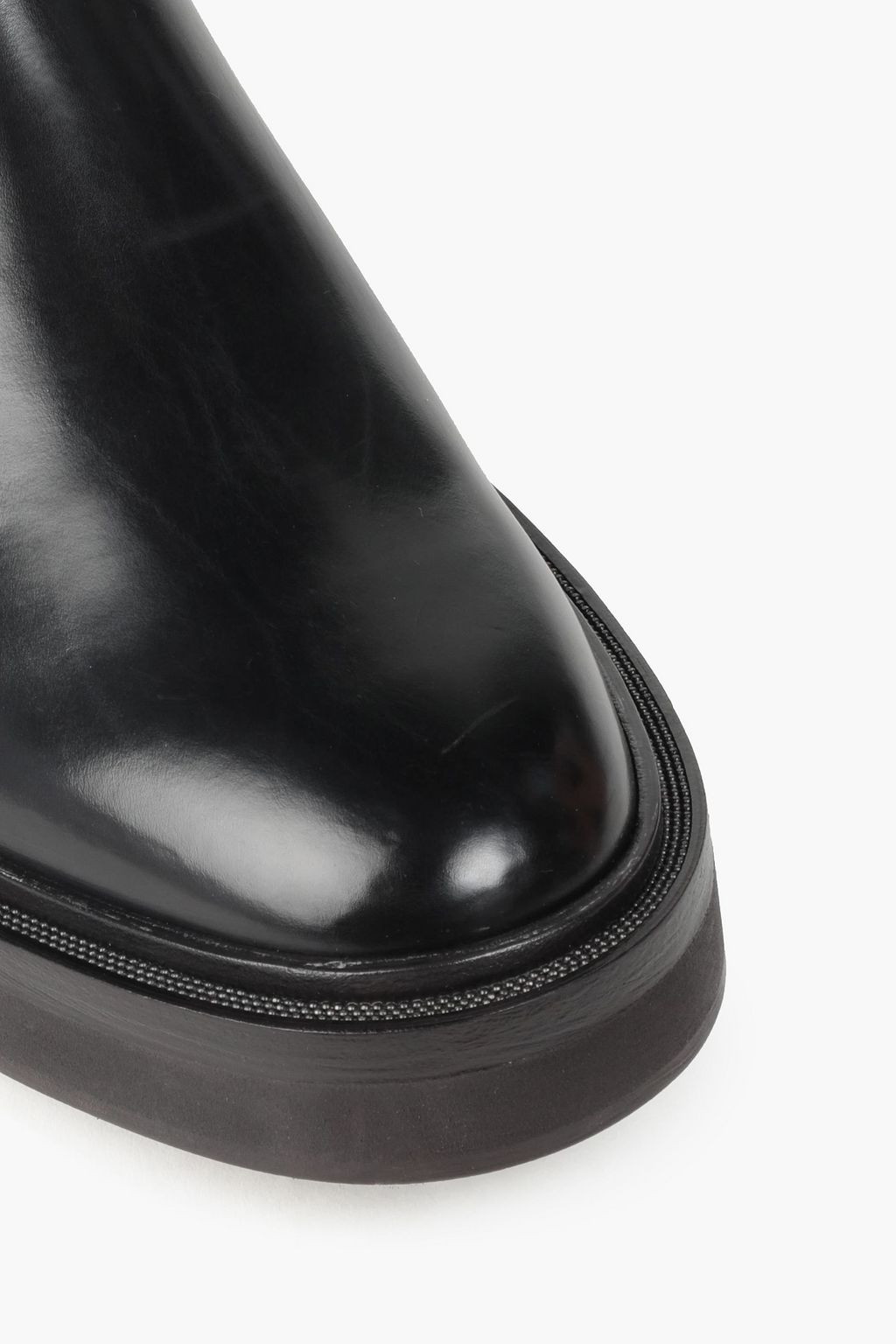 BRUNELLO CUCINELLI Glossed stretch-leather combat boots
