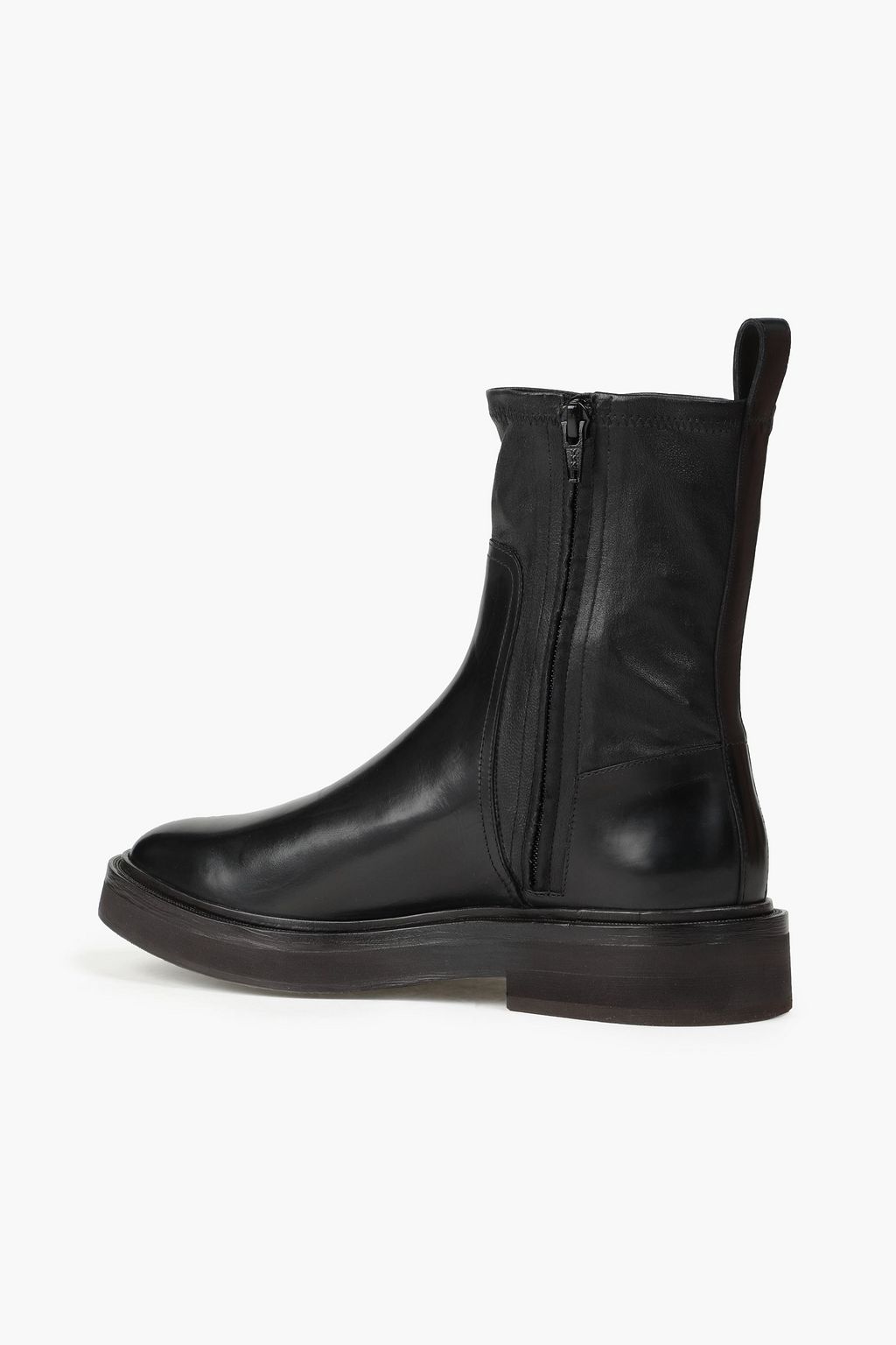 BRUNELLO CUCINELLI Glossed stretch-leather combat boots