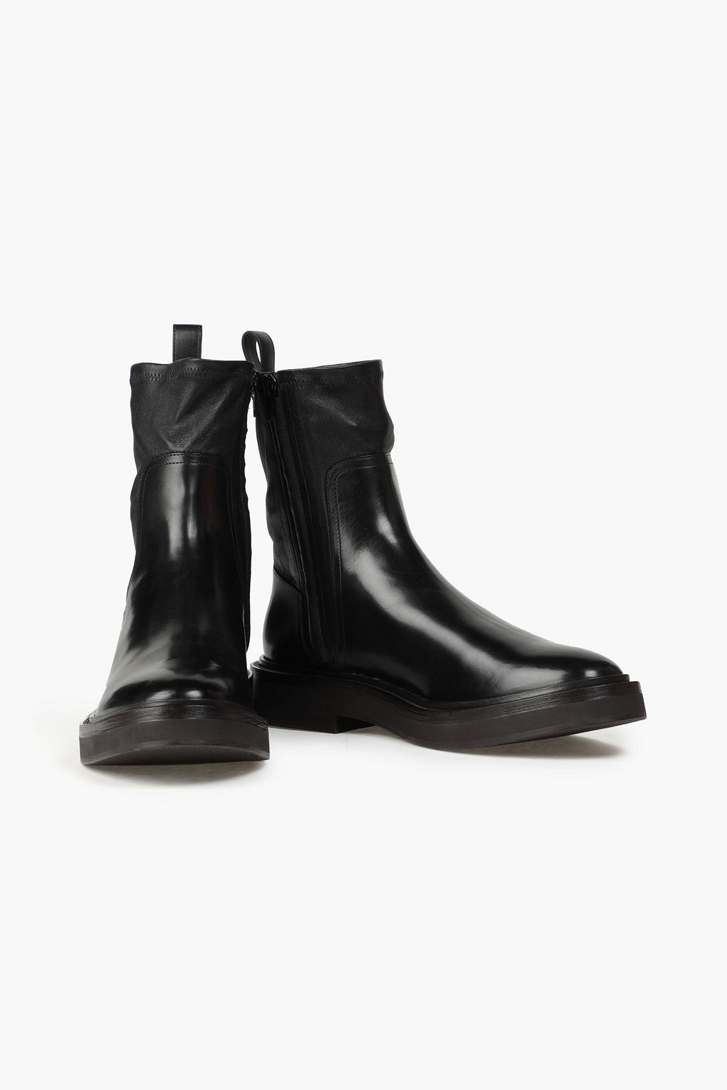 BRUNELLO CUCINELLI Glossed stretch-leather combat boots