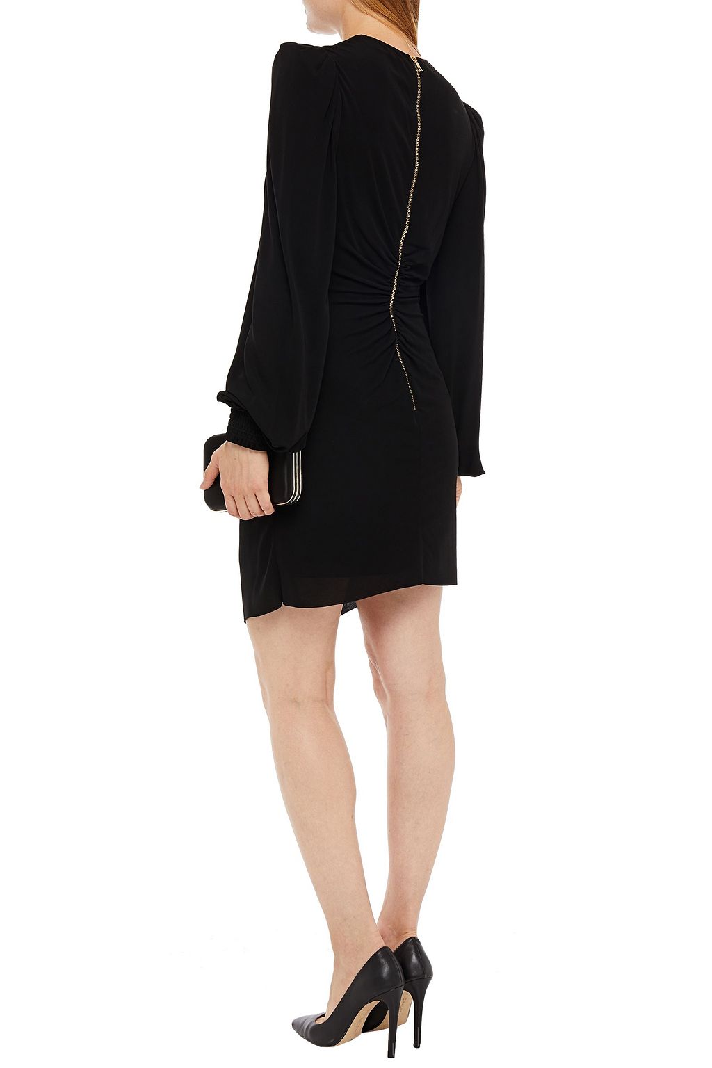 BALMAIN Gathered embellished jersey mini dress