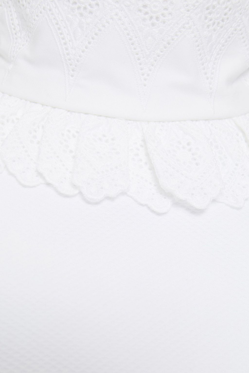 RABANNE Lace-trimmed cotton-piqué turtleneck top