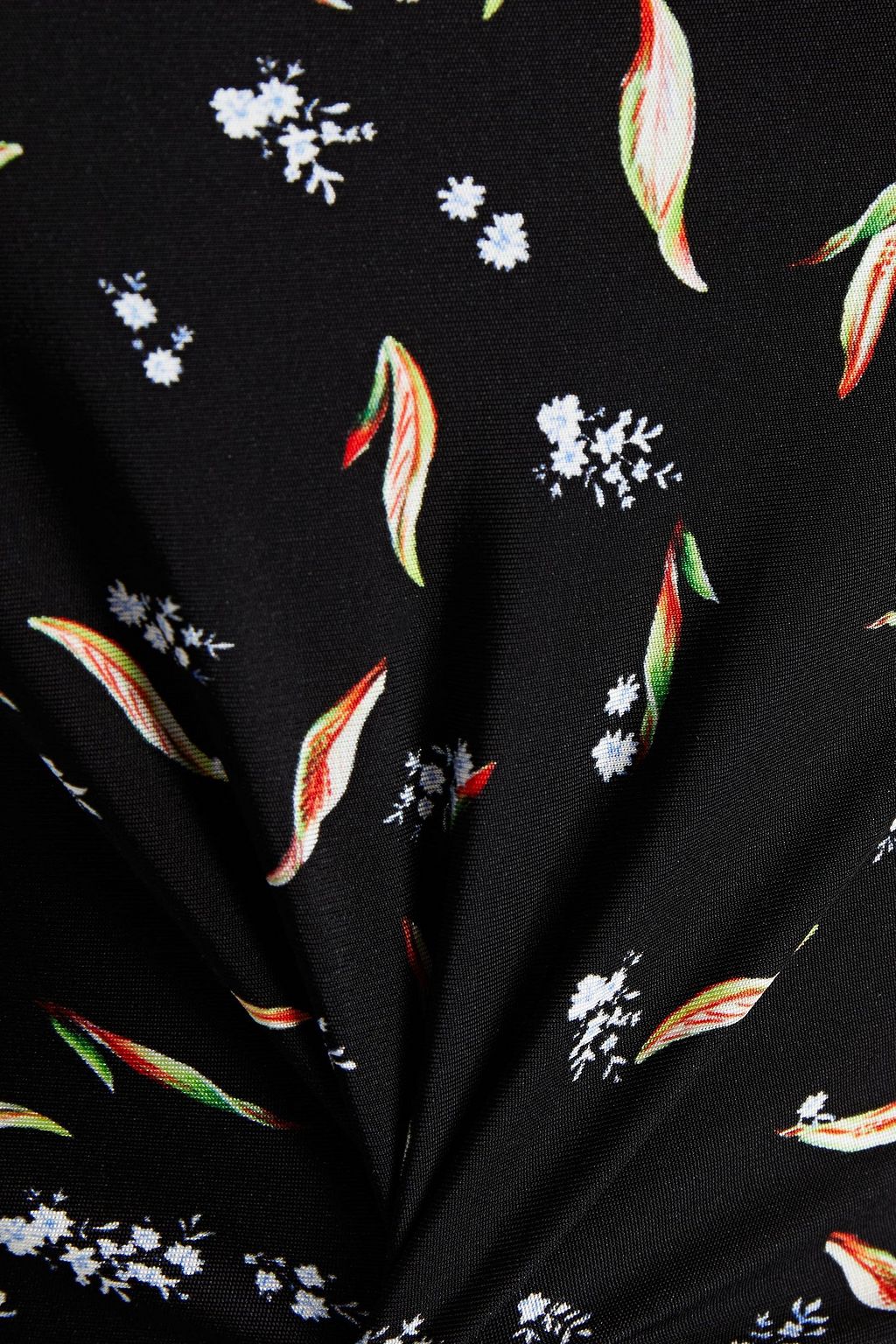 RABANNE Printed satin-jersey turtleneck top