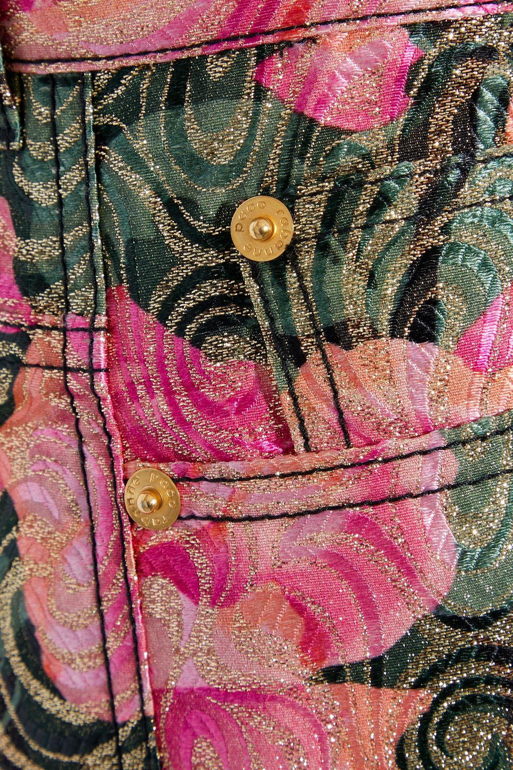 RABANNE Glitter-embellished floral-print jacquard kick-flare pants
