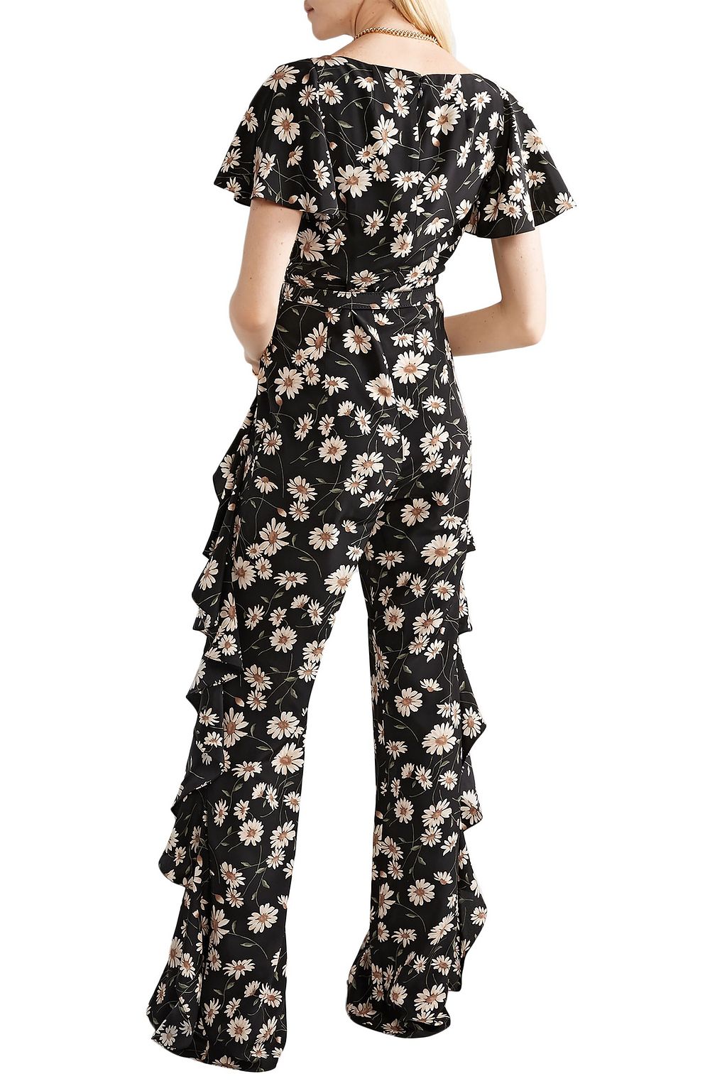 MICHAEL KORS COLLECTION Belted ruffled floral-print silk crepe de chine jumpsuit