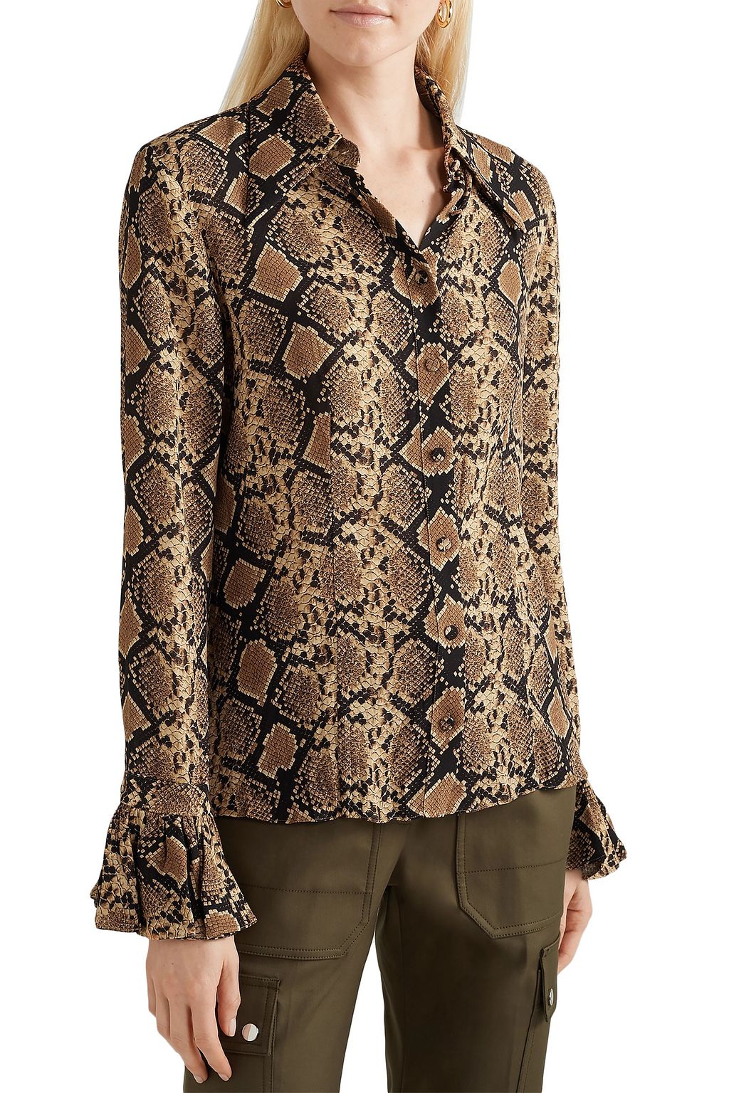 MICHAEL KORS COLLECTION Snake-print silk crepe de chine shirt