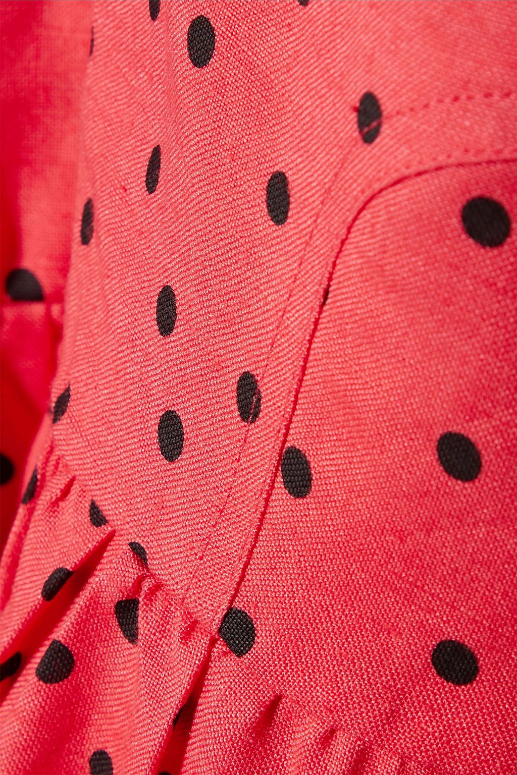 REBECCA VALLANCE Holliday belted polka-dot linen-blend midi dress