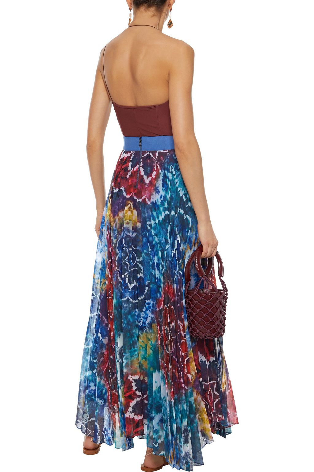 ALICE + OLIVIA Shannon pleated tie-dyed georgette maxi skirt