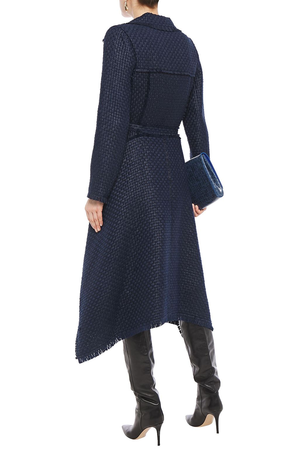 ROLAND MOURET Frayed basketweave wool-blend coat