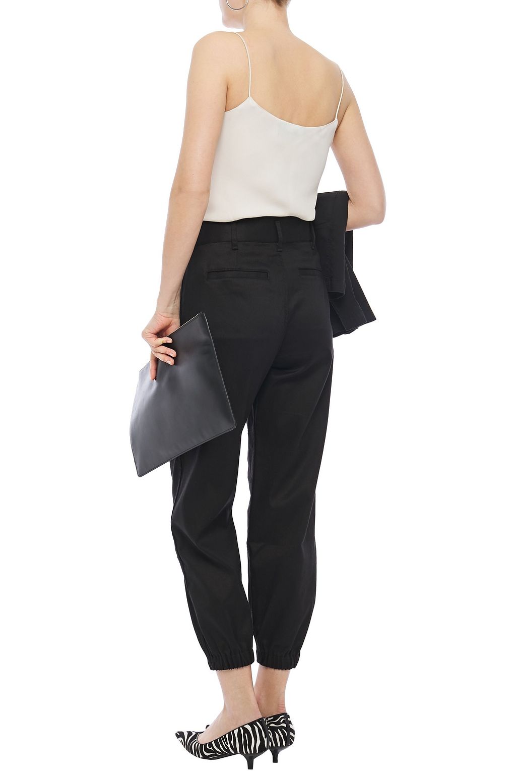 NILI LOTAN Cropped twill tapered pants