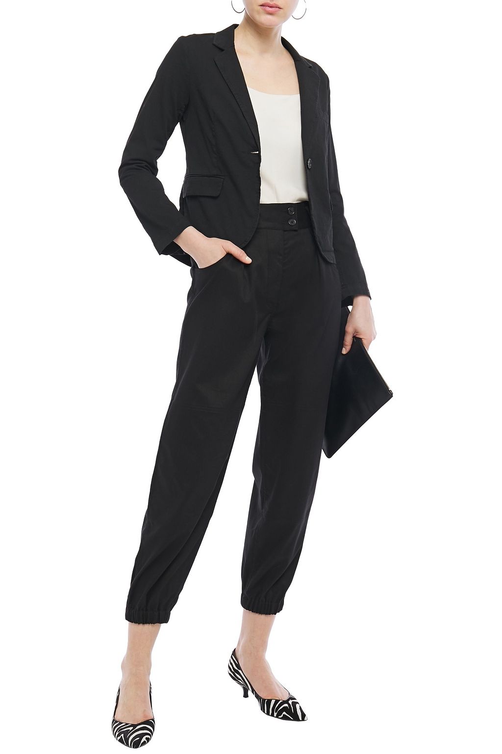 NILI LOTAN Cropped twill tapered pants