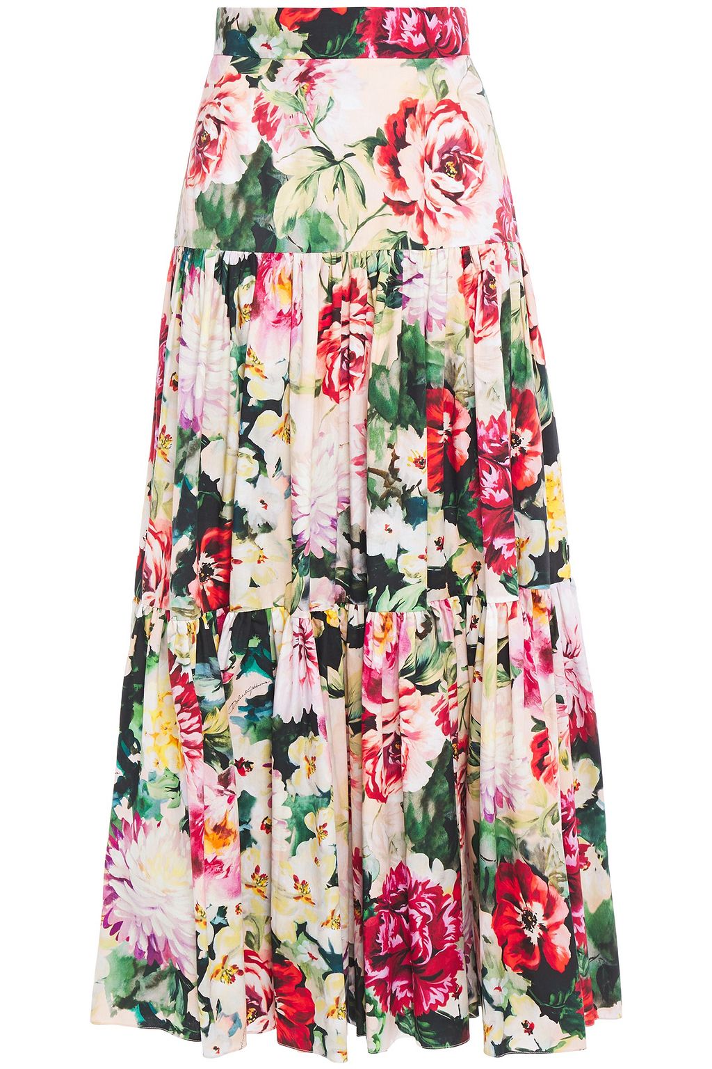 DOLCE & GABBANA Gathered floral-print cotton-poplin maxi skirt | Sale ...