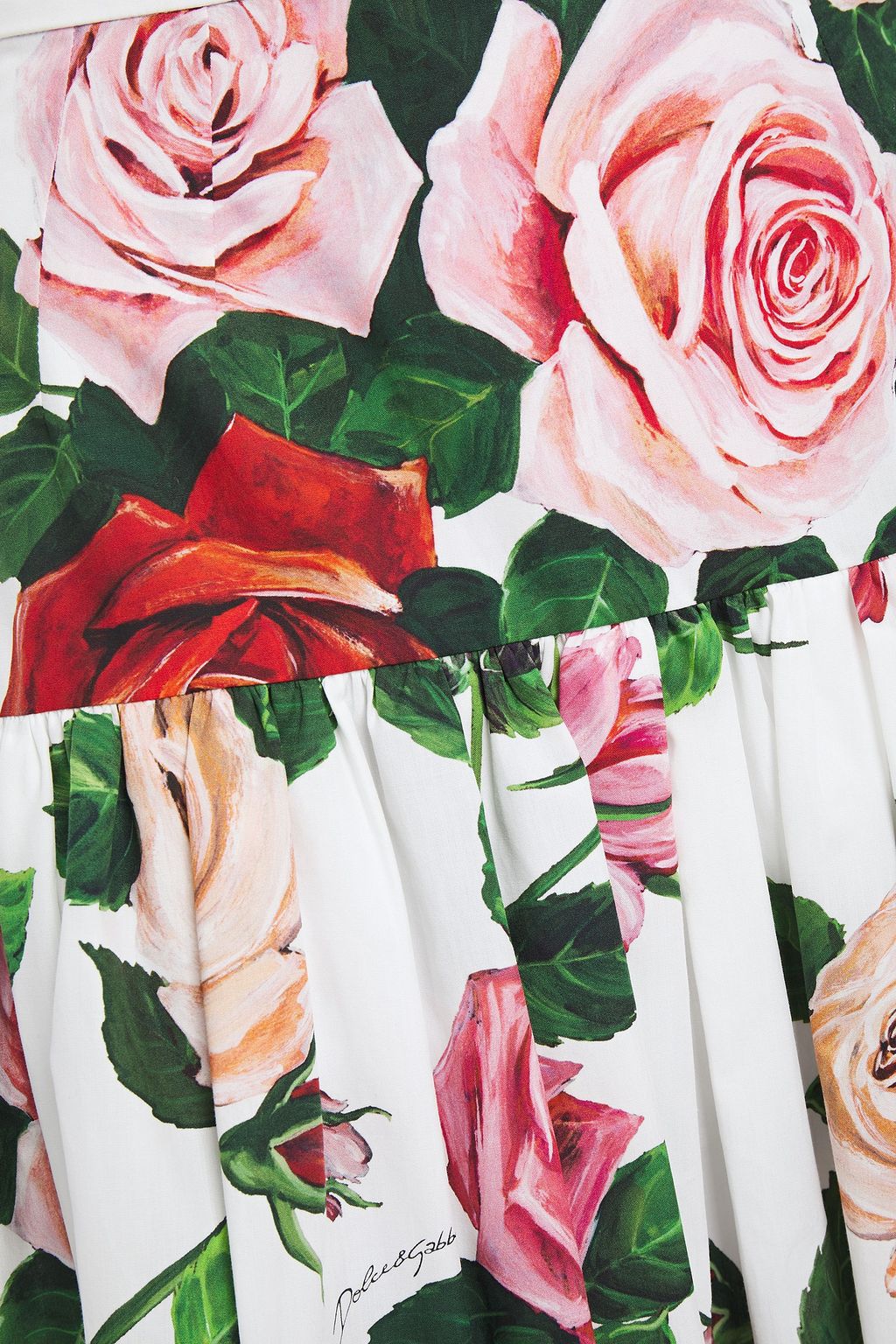 DOLCE&GABBANA Gathered floral-print cotton-poplin skirt