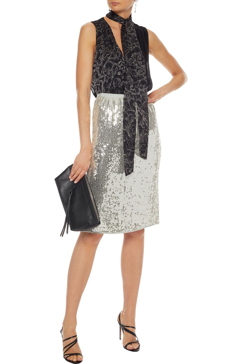 ALICE + OLIVIA Fifi fil coupé chiffon-paneled burnout satin blouse