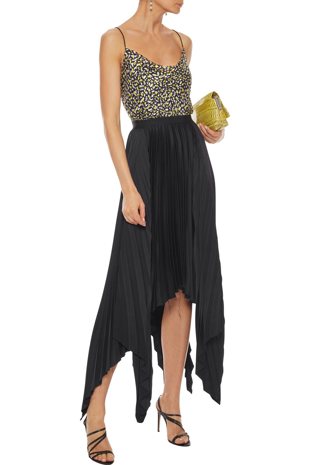 ALICE + OLIVIA Harmon draped printed burnout satin camisole