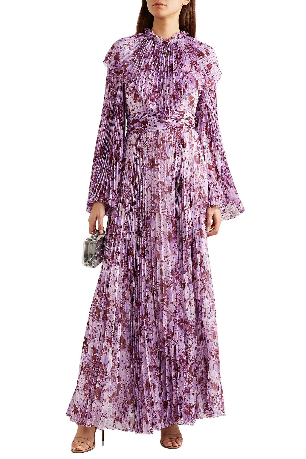 GIAMBATTISTA VALLI Pleated printed silk-chiffon maxi dress