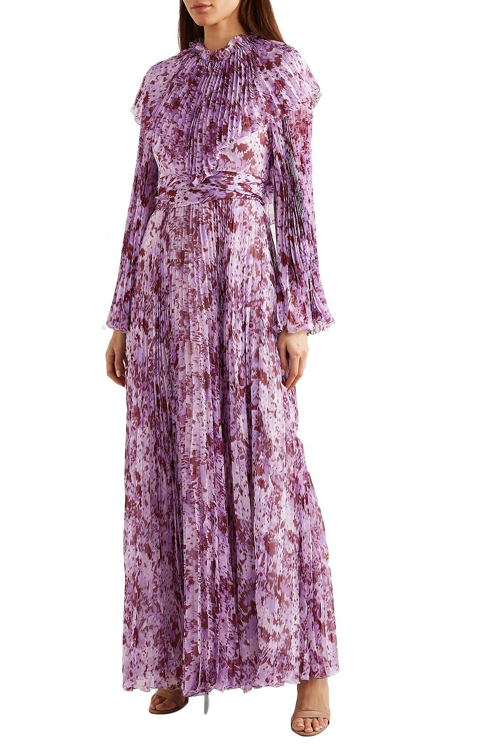 GIAMBATTISTA VALLI Pleated printed silk-chiffon maxi dress