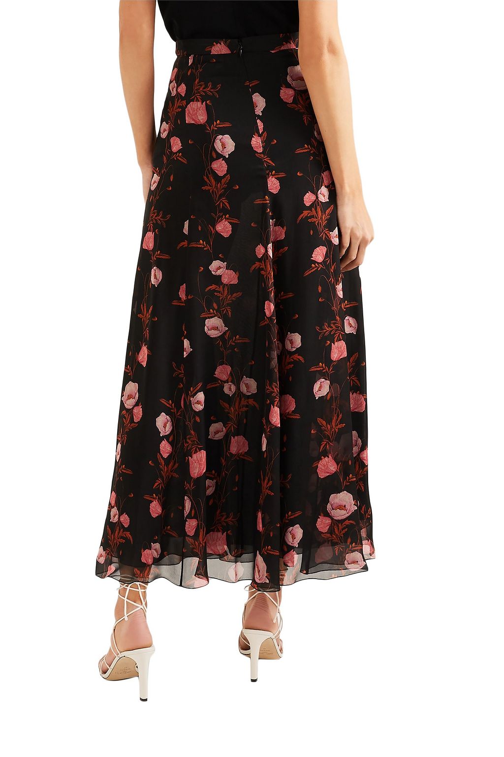 GIAMBATTISTA VALLI Floral-print silk-georgette maxi skirt