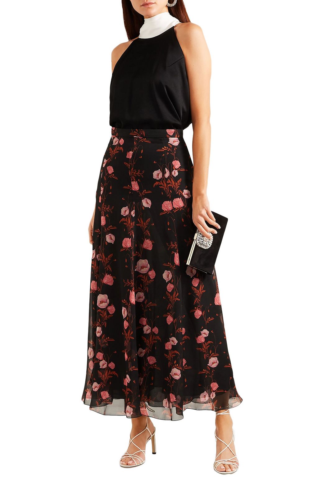 GIAMBATTISTA VALLI Floral-print silk-georgette maxi skirt
