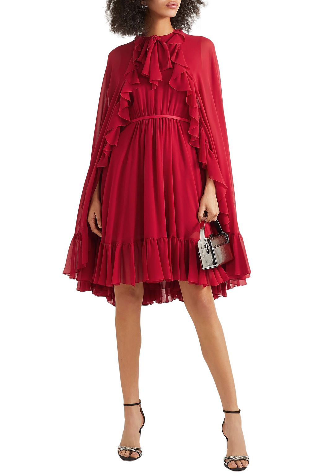 GIAMBATTISTA VALLI Cape-effect ruffled silk-georgette dress