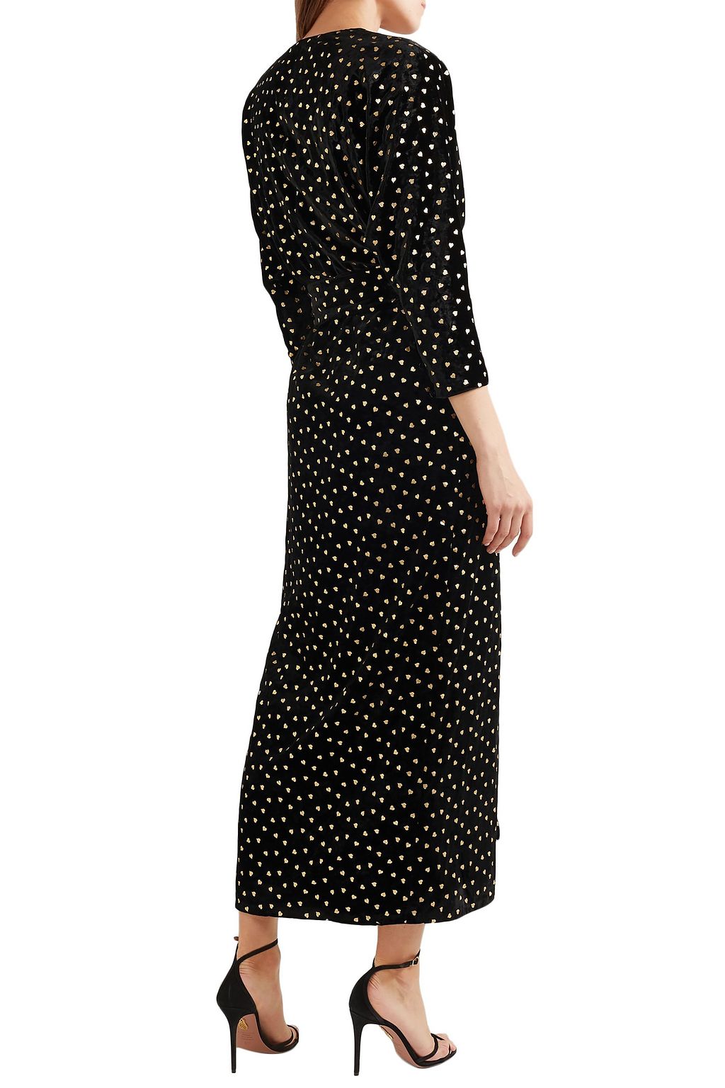 MONIQUE LHUILLIER Wrap-effect velvet-jacquard gown