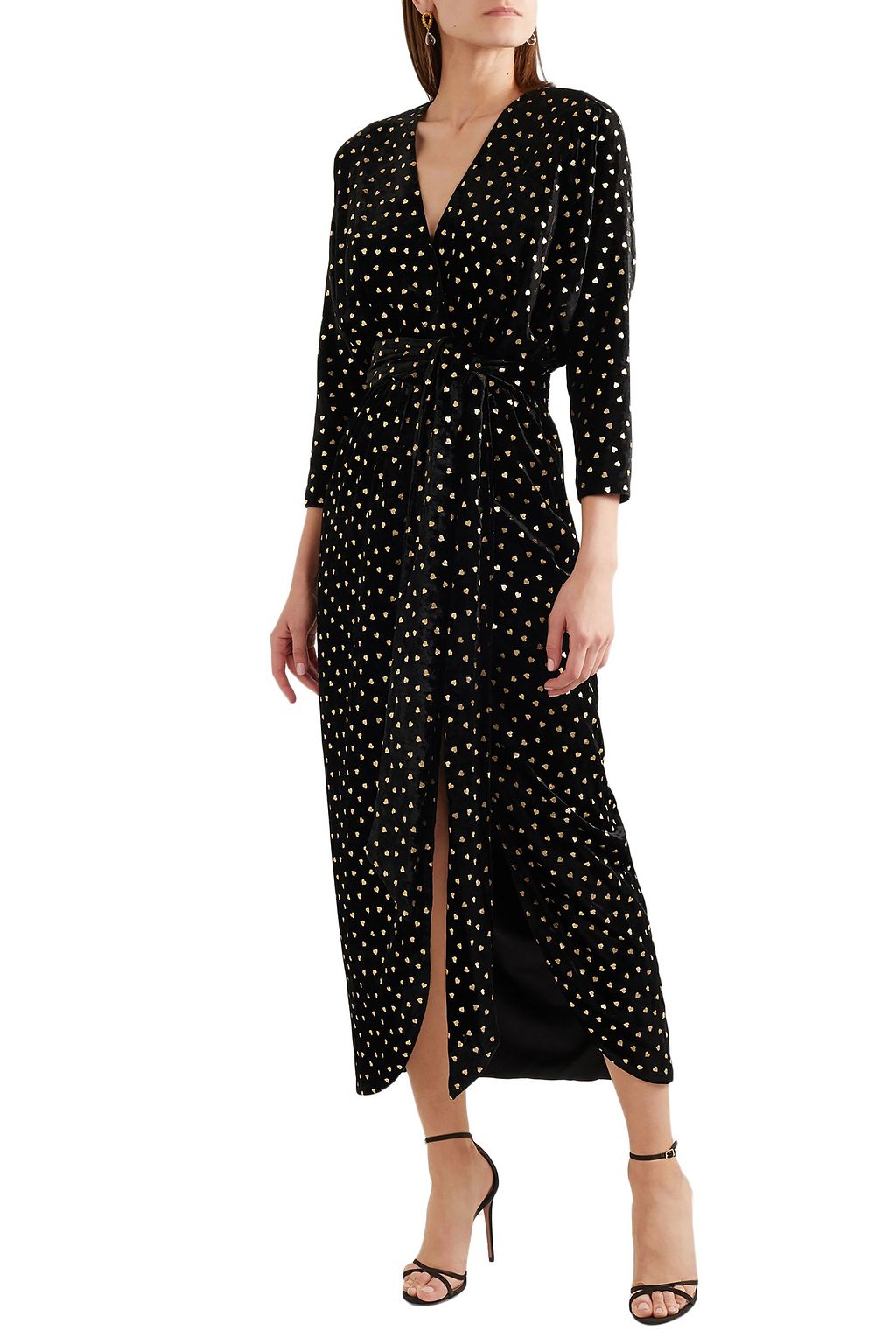 MONIQUE LHUILLIER Wrap-effect velvet-jacquard gown
