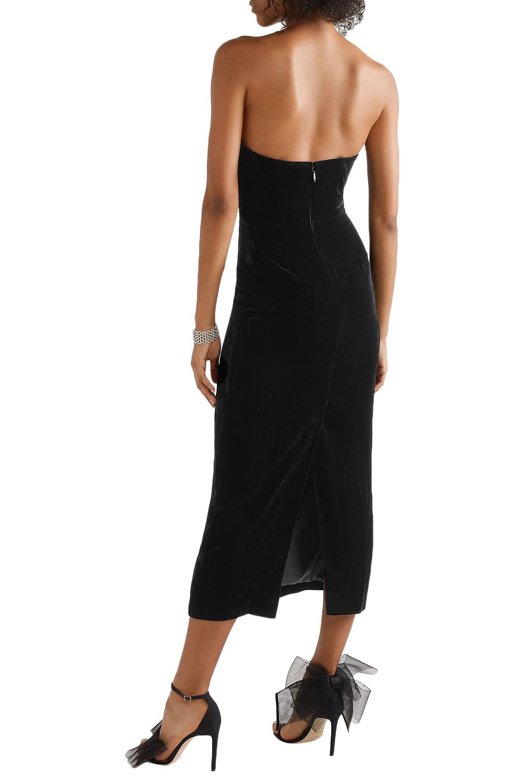 MONIQUE LHUILLIER Strapless velvet midi dress