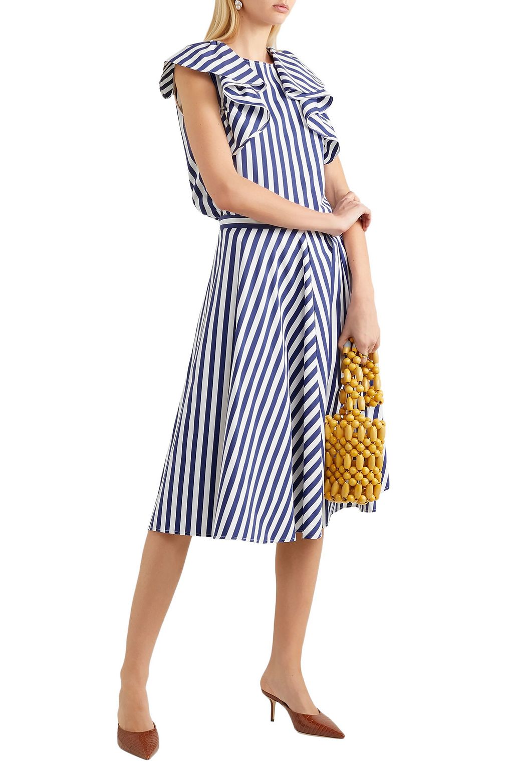 JASON WU COLLECTION Ruffled striped cotton-poplin top
