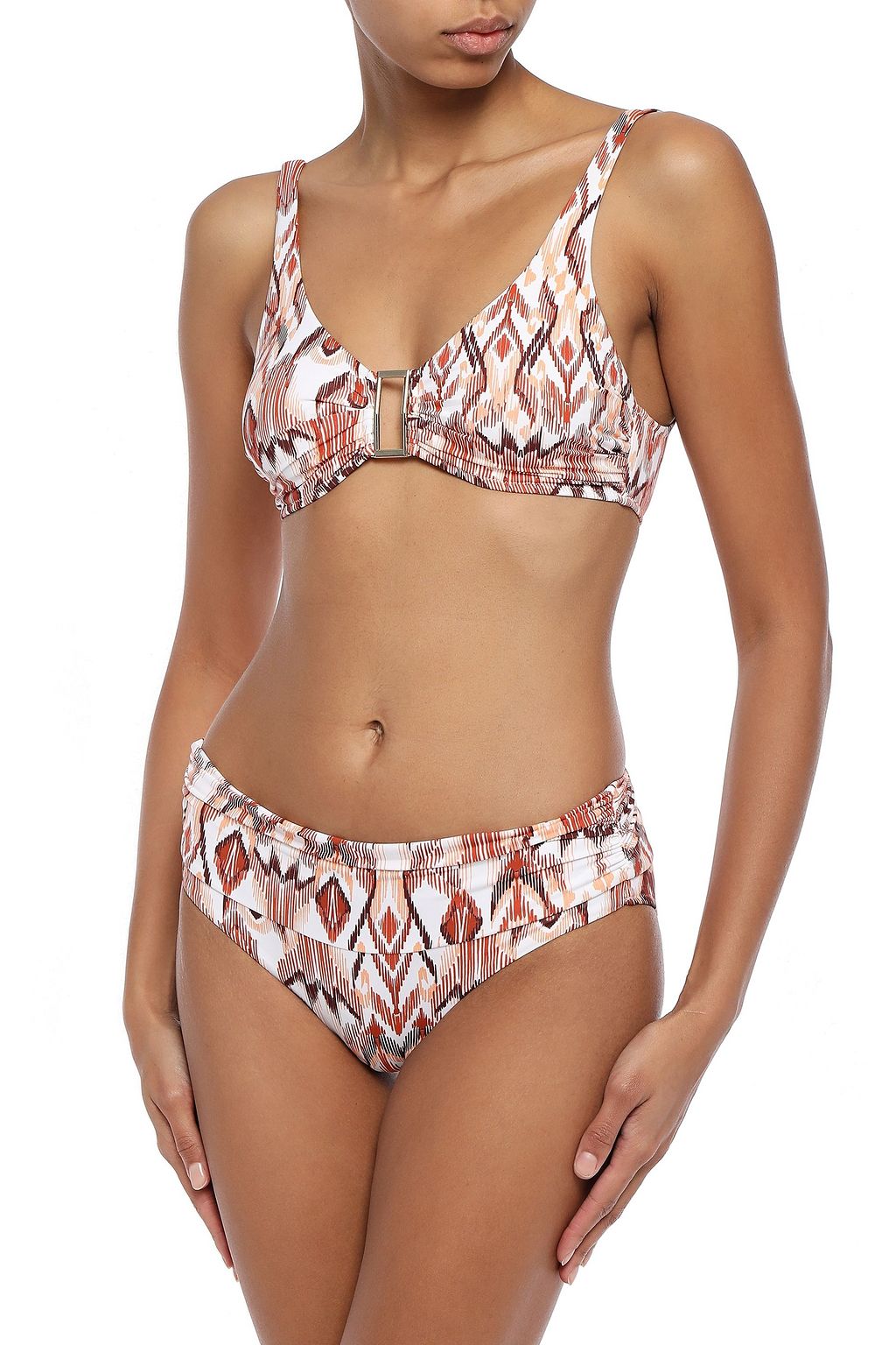MELISSA ODABASH Bel Air ruched printed mid-rise bikini briefs