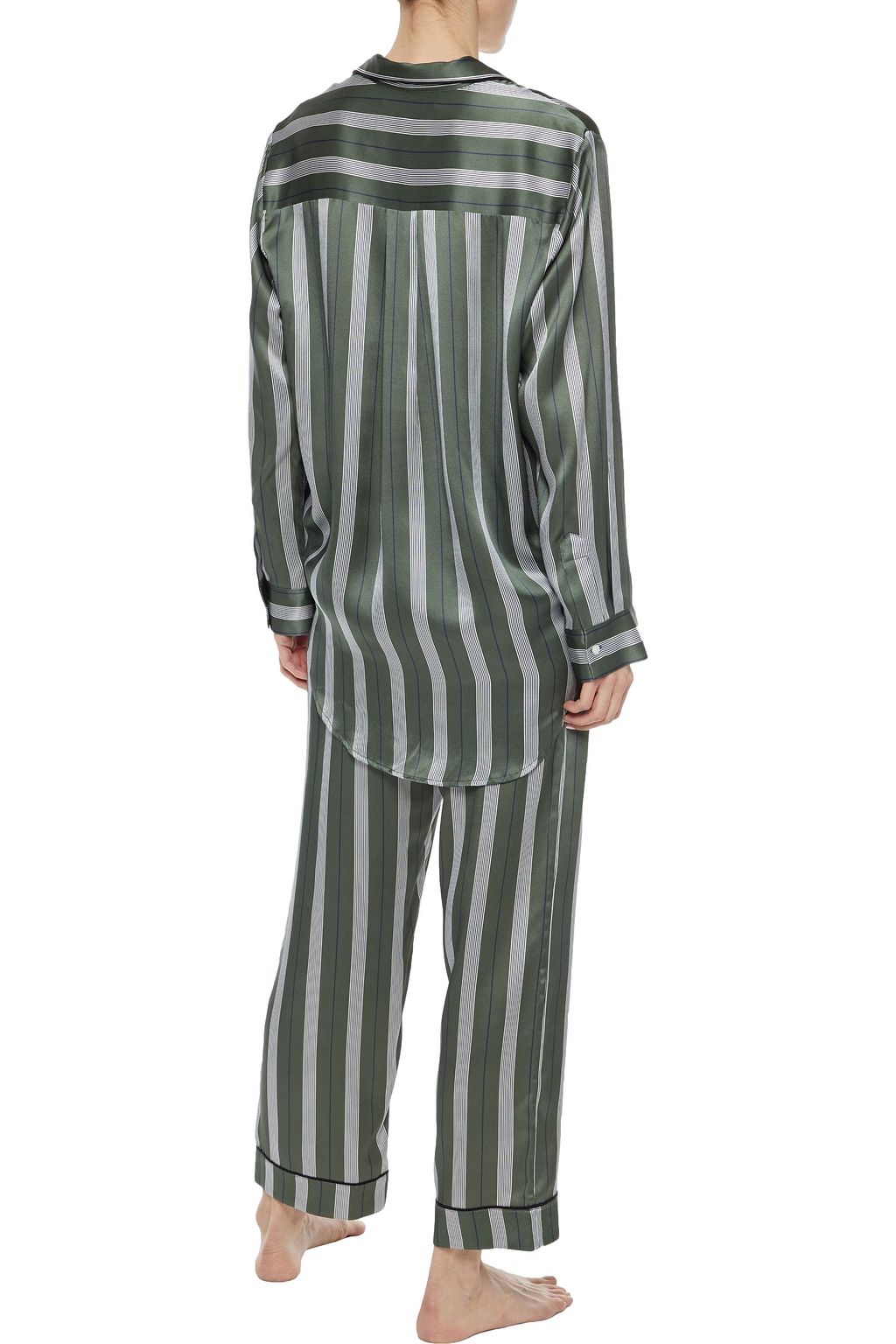 ASCENO Antibes cropped striped washed-silk pajama pants