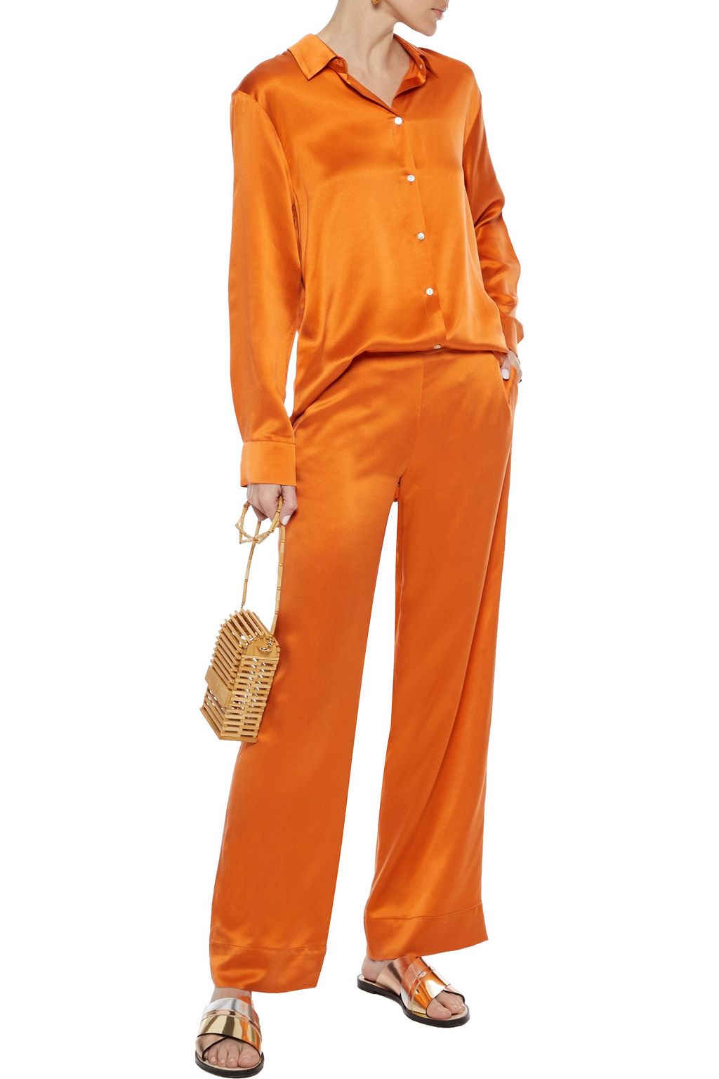 ASCENO Washed-silk pajama pants